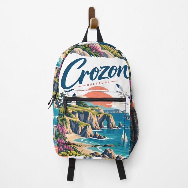 Item preview, Crozon sign with ocean view illustration on sunset designed and sold by Art of Sun.