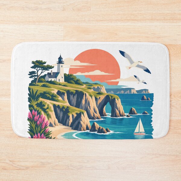 Item preview, Crozon sign with ocean view illustration on sunset designed and sold by Art of Sun.