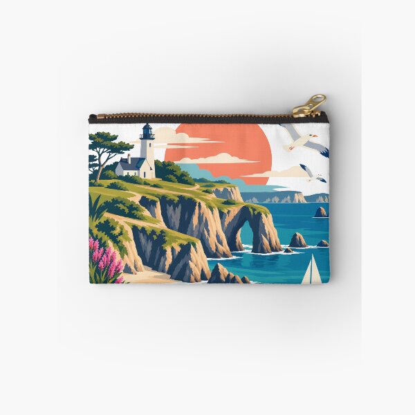 Item preview, Crozon sign with ocean view illustration on sunset designed and sold by Art of Sun.