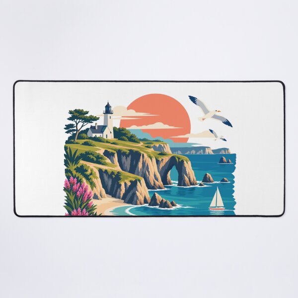 Item preview, Crozon sign with ocean view illustration on sunset designed and sold by Art of Sun.