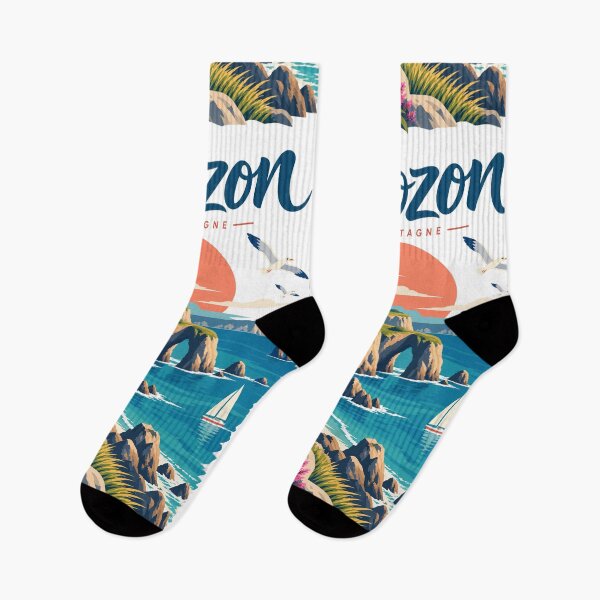 Item preview, Crozon sign with ocean view illustration on sunset designed and sold by Art of Sun.