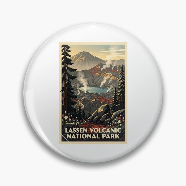 Artikelvorschau, Vintage-Reisekunst aus dem Lassen-Volcanic-Nationalpark entworfen und verkauft von Teelogic.