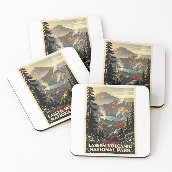 Artikelvorschau, Vintage-Reisekunst aus dem Lassen-Volcanic-Nationalpark entworfen und verkauft von Teelogic.