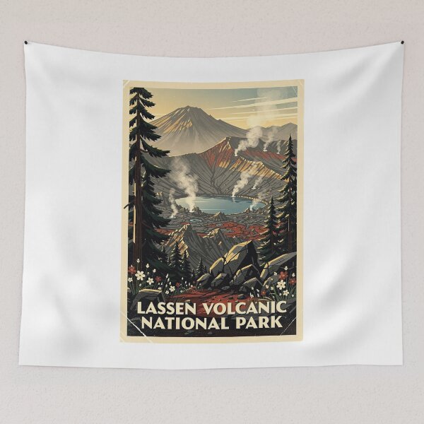 Aperçu de l'œuvre Parc national volcanique de Lassen - Art de voyage vintage créée et vendue par Teelogic.