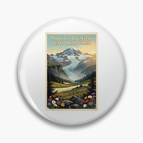 Artikelvorschau, Vintage-Reisekunst vom Mount Rainier Nationalpark entworfen und verkauft von Teelogic.