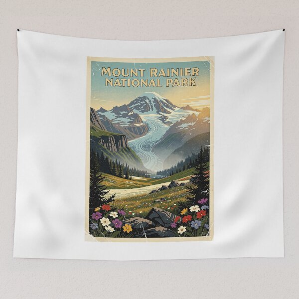 Item preview, Mount Rainier National Park Vintage Travel Art designed and sold by Teelogic.