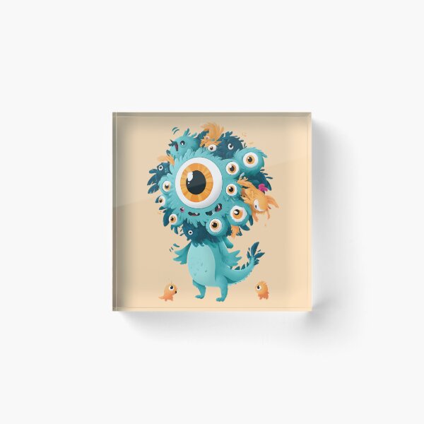 Item preview, Cute Multi Eyed Teal Monster Art designed and sold by Lunat1kk.