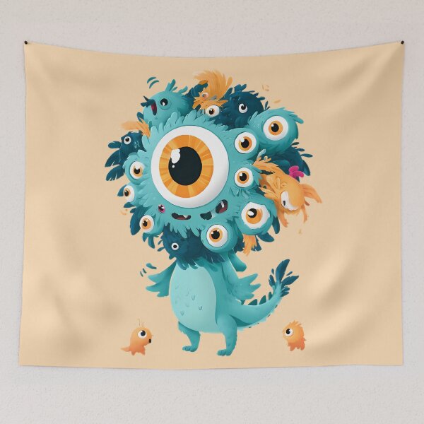 Item preview, Cute Multi Eyed Teal Monster Art designed and sold by Lunat1kk.