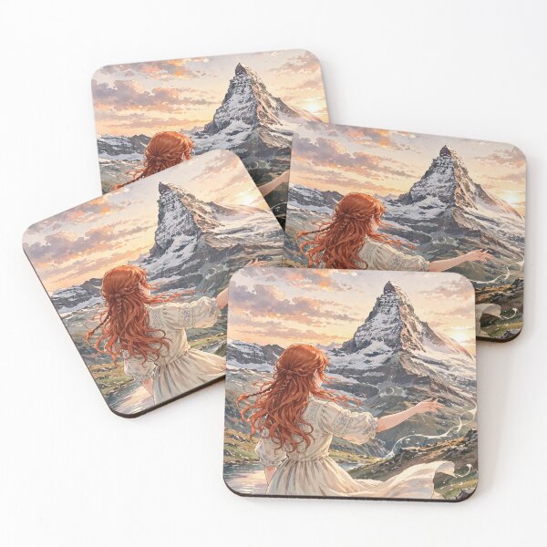 Item preview, Red Haired Woman Travel Series in Switzerland Exploring the Iconic Matterhorn Swiss Alps Mountain Landscape European Travel Adventure Nature and Wanderlust designed and sold by DibujandoPorfa.