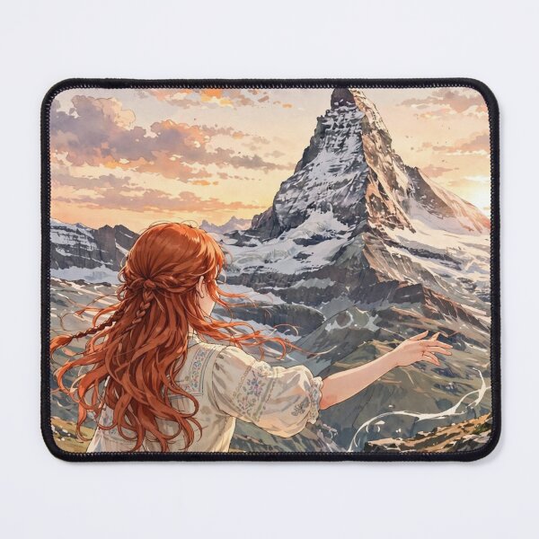 Item preview, Red Haired Woman Travel Series in Switzerland Exploring the Iconic Matterhorn Swiss Alps Mountain Landscape European Travel Adventure Nature and Wanderlust designed and sold by DibujandoPorfa.