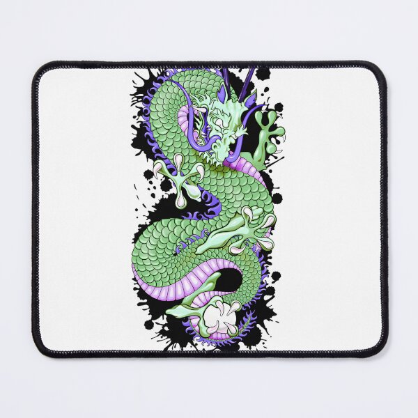 Item preview, Green Dragon Tattoo with Cherry Blossoms and Purple Fiery Mane Artwork designed and sold by laxxers.