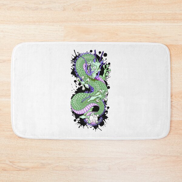 Item preview, Green Dragon Tattoo with Cherry Blossoms and Purple Fiery Mane Artwork designed and sold by laxxers.