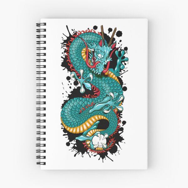 Item preview, Blue Grunge Dragon Tattoo Design with Cherry Blossoms Artistic Illustration designed and sold by laxxers.
