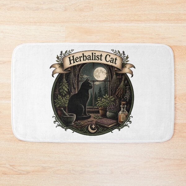 Item preview, Herbalist Cat Apothecary Window at Night designed and sold by BernoNickel.