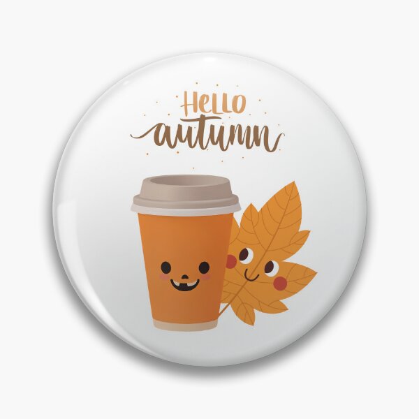 Item preview, Hello Autumn Cute Coffee Cup and Leaf designed and sold by Inka Moon Design.