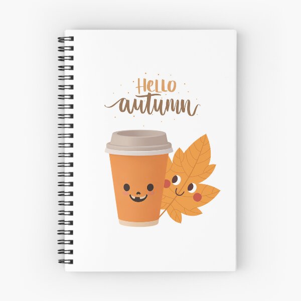 Item preview, Hello Autumn Cute Coffee Cup and Leaf designed and sold by Inka Moon Design.