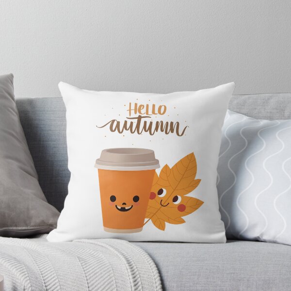 Item preview, Hello Autumn Cute Coffee Cup and Leaf designed and sold by Inka Moon Design.