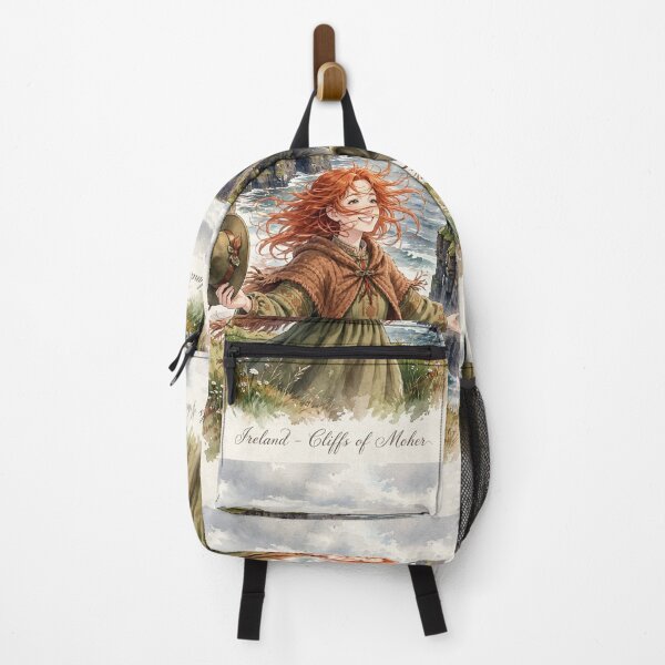 Item preview, Red Haired Woman Travel Series in Ireland Exploring the Iconic Cliffs of Moher Irish Coastline Dramatic Ocean Landscape European Travel Adventure Nature and Wanderlust designed and sold by DibujandoPorfa.