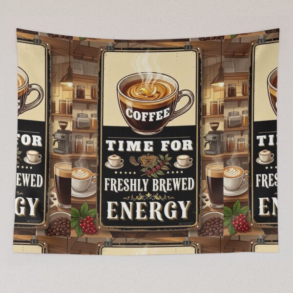 Item preview, Vintage Hot Coffee Lover Illustration Wall Art | COFFEE - FRESHLY BREWED ENERGY. designed and sold by Giulivo Store Graphic.