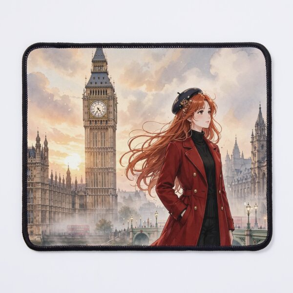 Item preview, Big Ben London United Kingdom Travel Adventure Exploring the Iconic London Landmark British Architecture European City Travel and Wanderlust with Red Haired Woman designed and sold by DibujandoPorfa.
