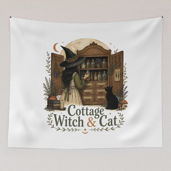 Item preview, Cottage Witch & Cat The Witch's Herb Cabinet designed and sold by BernoNickel.