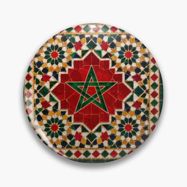 Item preview, Moroccan zellije Mosaic Red Green Moroccan Flag Art designed and sold by Zellija.