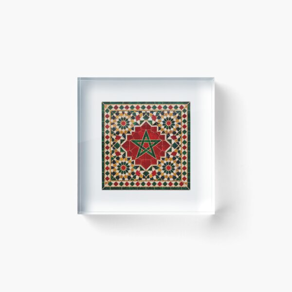 Item preview, Moroccan zellije Mosaic Red Green Moroccan Flag Art designed and sold by Zellija.