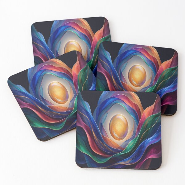Item preview, Golden Orb and Vibrant Abstract Silk Waves Design designed and sold by Breezes-of-Ida.
