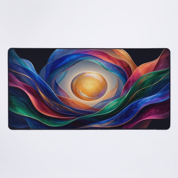 Item preview, Golden Orb and Vibrant Abstract Silk Waves Design designed and sold by Breezes-of-Ida.