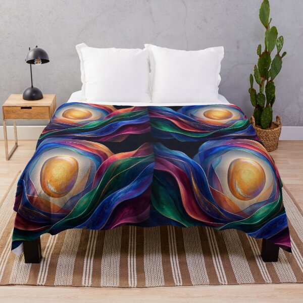 Item preview, Golden Orb and Vibrant Abstract Silk Waves Design designed and sold by Breezes-of-Ida.