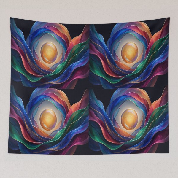 Item preview, Golden Orb and Vibrant Abstract Silk Waves Design designed and sold by Breezes-of-Ida.