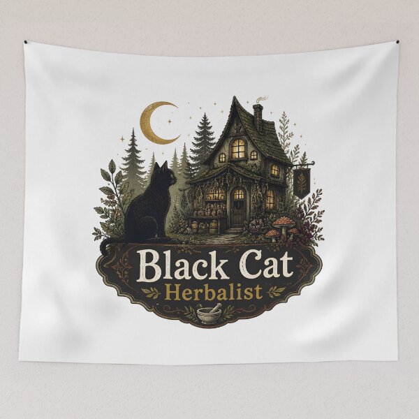 Item preview, Black Cat Herbalist Moonlit Forest Apothecary designed and sold by BernoNickel.