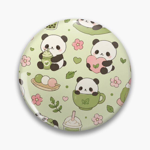 Item preview, Kawaii Panda Matcha Pattern designed and sold by Soft Berry Studio.