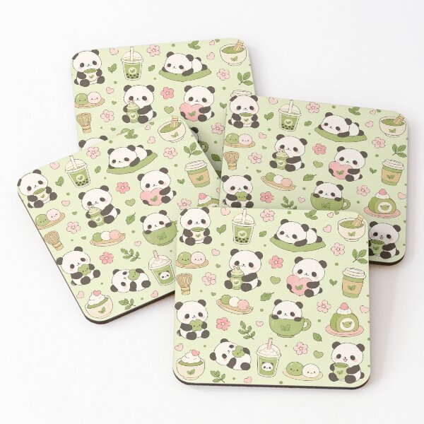 Item preview, Kawaii Panda Matcha Pattern designed and sold by Soft Berry Studio.