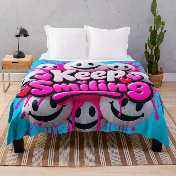 Item preview, Keep Smiling – Cute 3D Smiley Faces with Pink Splash designed and sold by IMuDesigner.
