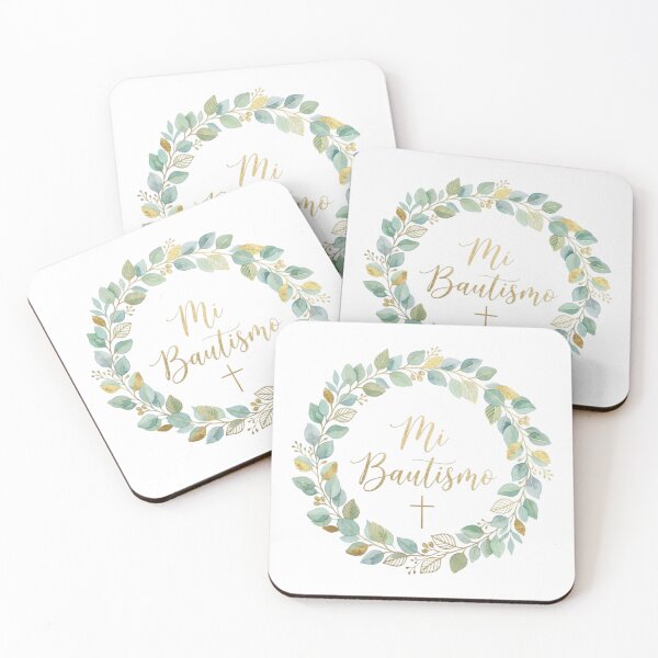 Item preview, My Baptism Eucalyptus Wreath and Gold Cross without background designed and sold by MantoSagrado.