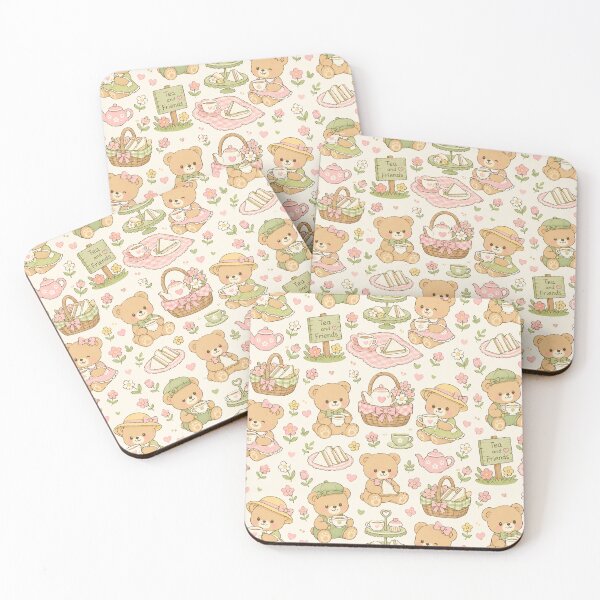 Item preview, Cute Teddy Bear Picnic Tea Kawaii Pattern designed and sold by Soft Berry Studio.