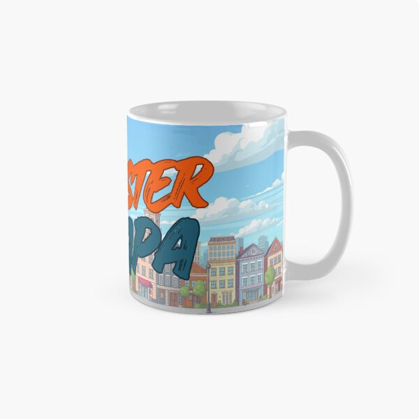 Artikelvorschau, Bester Papa Superheld Cartoon Lustige Kaffeetasse entworfen und verkauft von toycruisers_merch-butze.