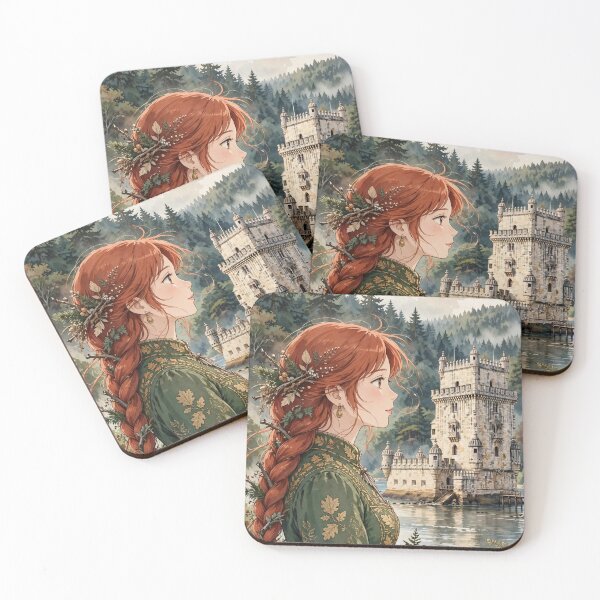 Item preview, Belém Tower Lisbon Portugal Travel Adventure Exploring the Iconic Portuguese Landmark Historic Architecture European City Travel and Wanderlust with Red Haired Woman designed and sold by DibujandoPorfa.