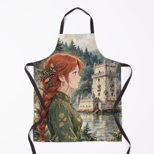 Item preview, Belém Tower Lisbon Portugal Travel Adventure Exploring the Iconic Portuguese Landmark Historic Architecture European City Travel and Wanderlust with Red Haired Woman designed and sold by DibujandoPorfa.