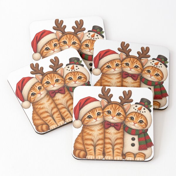 Item preview, Cute Christmas Ginger Cats Trio - Santa, Reindeer & Snowman Costumes designed and sold by DijaMar.
