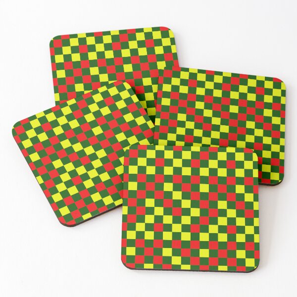 Item preview, Red And Yellow On Green Checkered  Design   designed and sold by PatternTitan.
