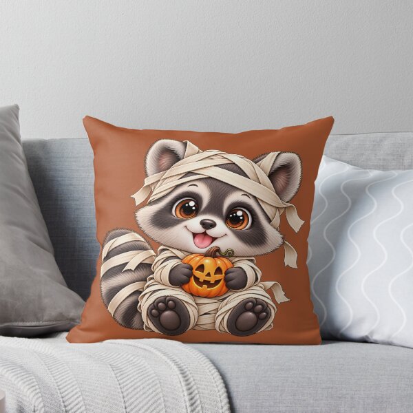 Item preview, Cute Mummy Raccoon – Adorable Halloween Raccoon with Pumpkin designed and sold by HO•Designs.