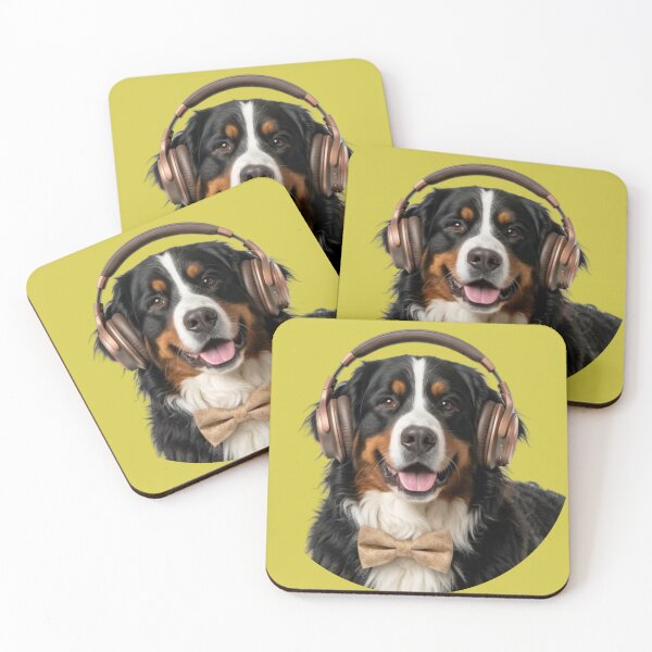 Item preview, Dapper Bernese Mountain Dog with Bronze Headphones designed and sold by Sulco Design.