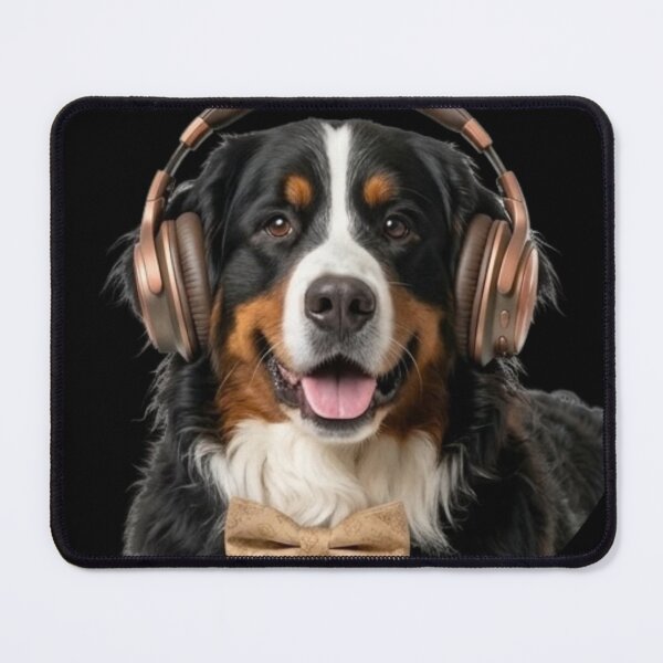 Item preview, Dapper Bernese Mountain Dog with Bronze Headphones designed and sold by Sulco Design.
