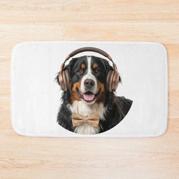 Item preview, Dapper Bernese Mountain Dog with Bronze Headphones designed and sold by Sulco Design.