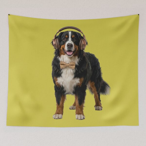 Item preview, Dapper Bernese Mountain Dog with Bronze Headphones designed and sold by Sulco Design.