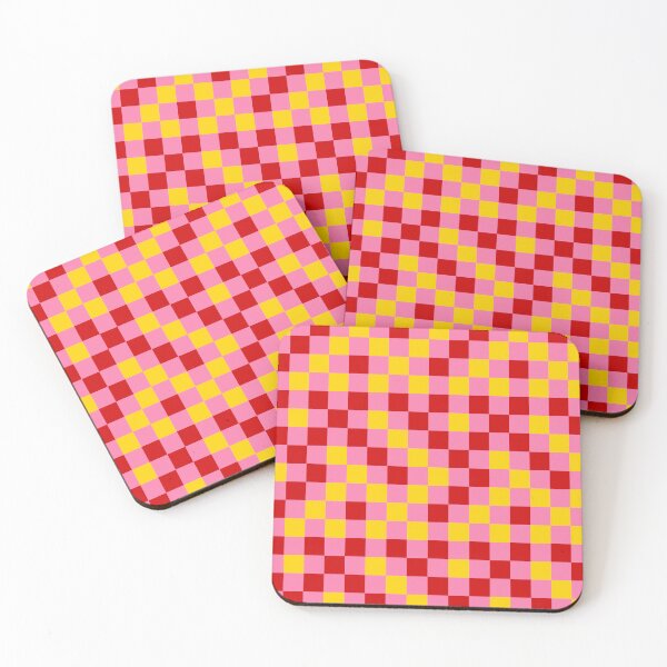 Item preview, Red And Yellow On Pink Checkered  Design   designed and sold by PatternTitan.