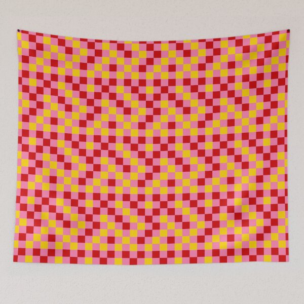 Item preview, Red And Yellow On Pink Checkered  Design   designed and sold by PatternTitan.