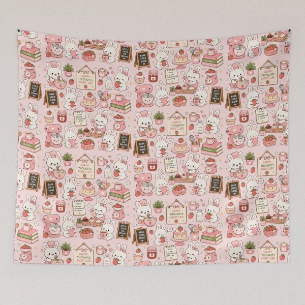 Item preview, Cozy Bunny Flower Market Pattern designed and sold by Soft Berry Studio.